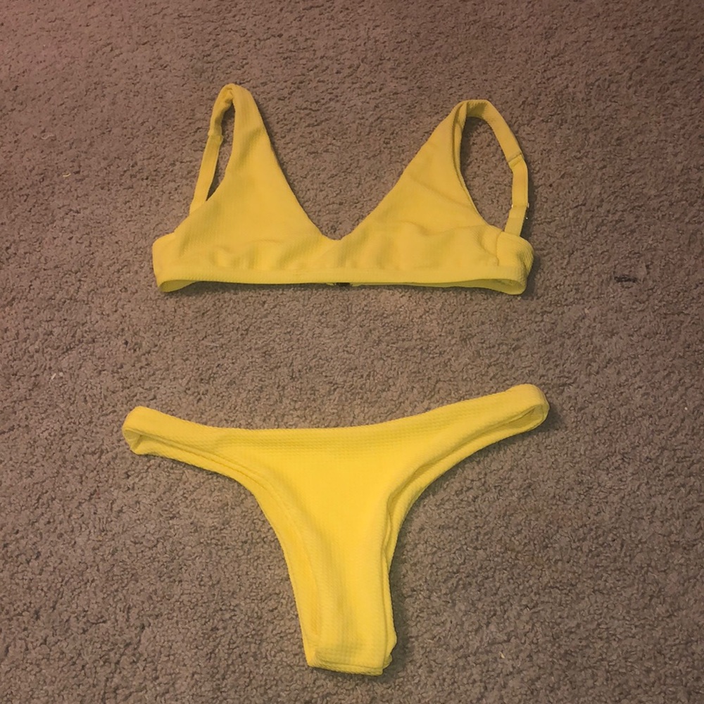 SHEIN Bright Yellow Thong Bikini